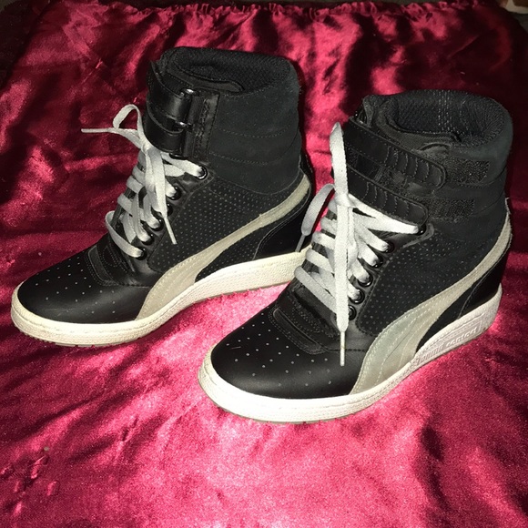 puma high top wedge sneakers